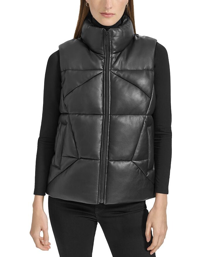 

Жилет-пуховик из искусственной кожи Marc New York, черный