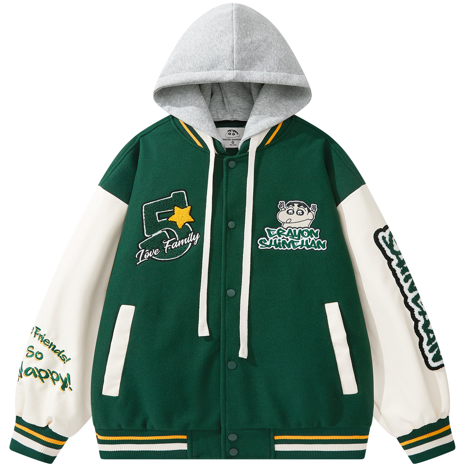 

Crayon Shinchan Бейсбольная куртка унисекс, Jasper[with Hood]