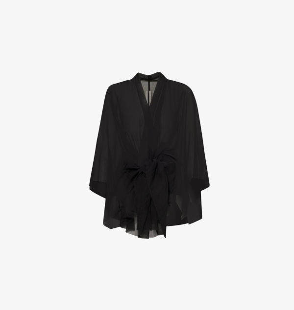 

Полумесяцеобразный полупрозрачный шелковый жакет свободного кроя Rick Owens, черный