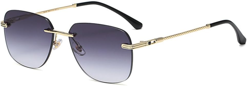 

Квадратные солнцезащитные очки без оправы для женщин и мужчин, красные зеркальные линзы, желтые линзы, металлическая оправа, модные винтажные солнцезащитные очки без оправы для женщин DSXLY, Gold Gray