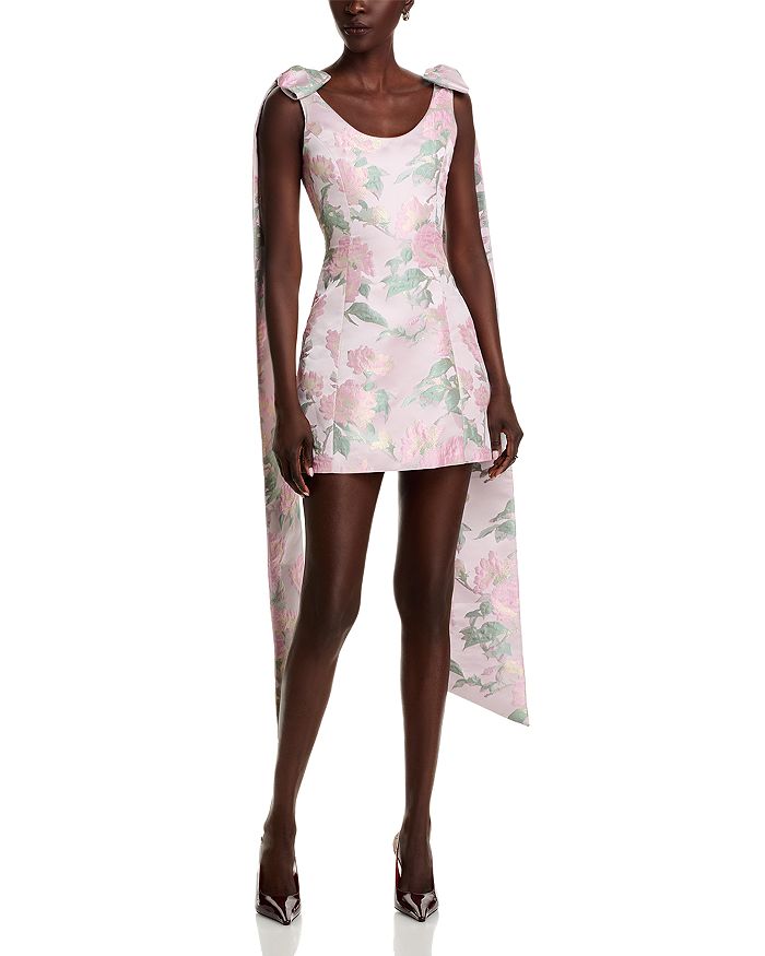 

Платье мини с круглым вырезом Gita Light Pink из парчи Markarian, розовый