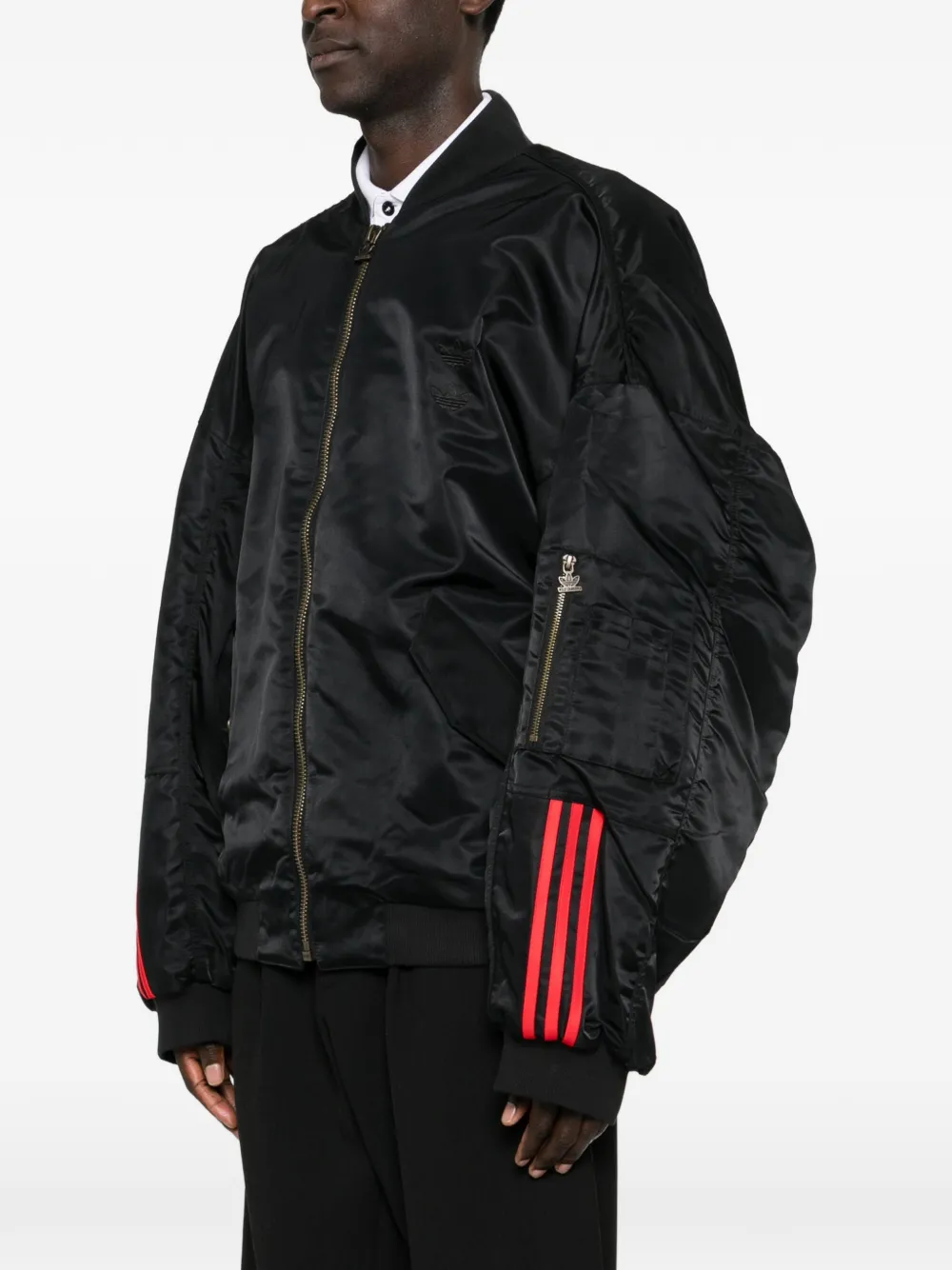 Атласная бомбер-куртка X Willy Chavarria Adidas, черный — фото 3
