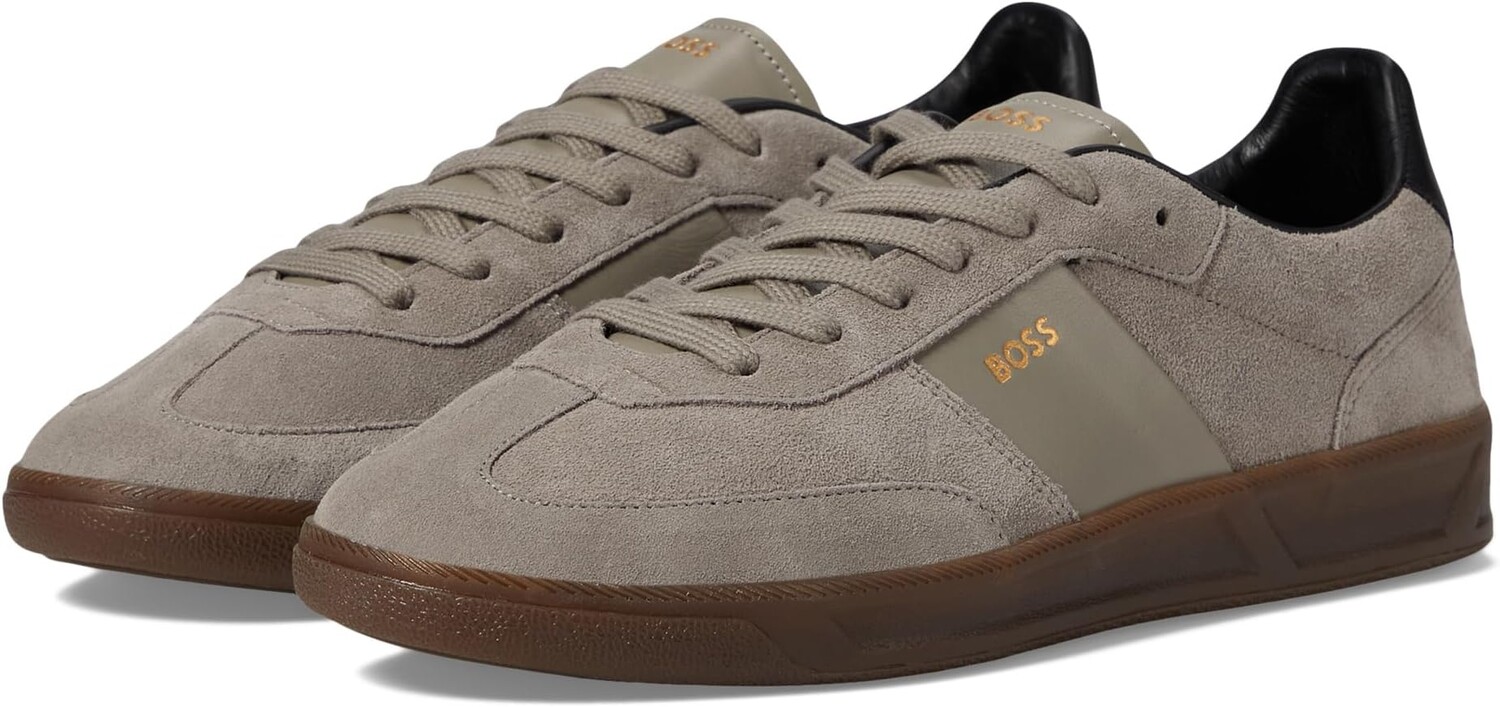 

Кроссовки BOSS Suede Leather Block Low Profile Sneakers, цвет Open Light Grey