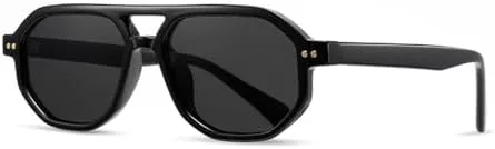 

Солнцезащитные очки в стиле ретро 2027 года для мужчин, с двойной перемычкой, из ацетата, поляризованные, для женщин, с защитой от ультрафиолета UV400 MTZJH, Black