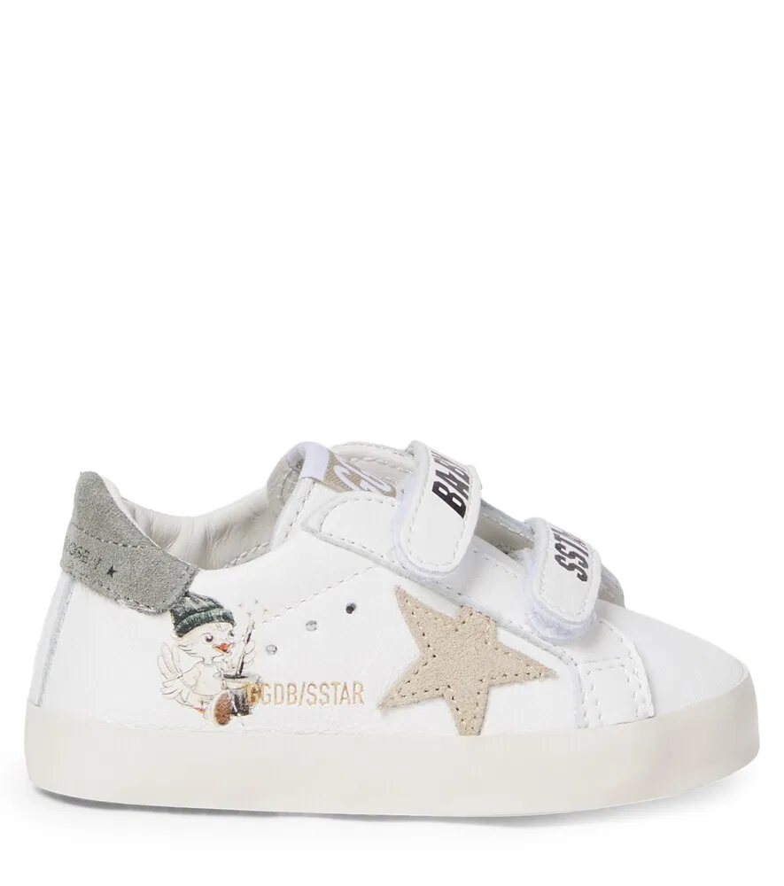 Детские кожаные кроссовки в стиле олдскул Golden Goose Kids, белый — фото 3
