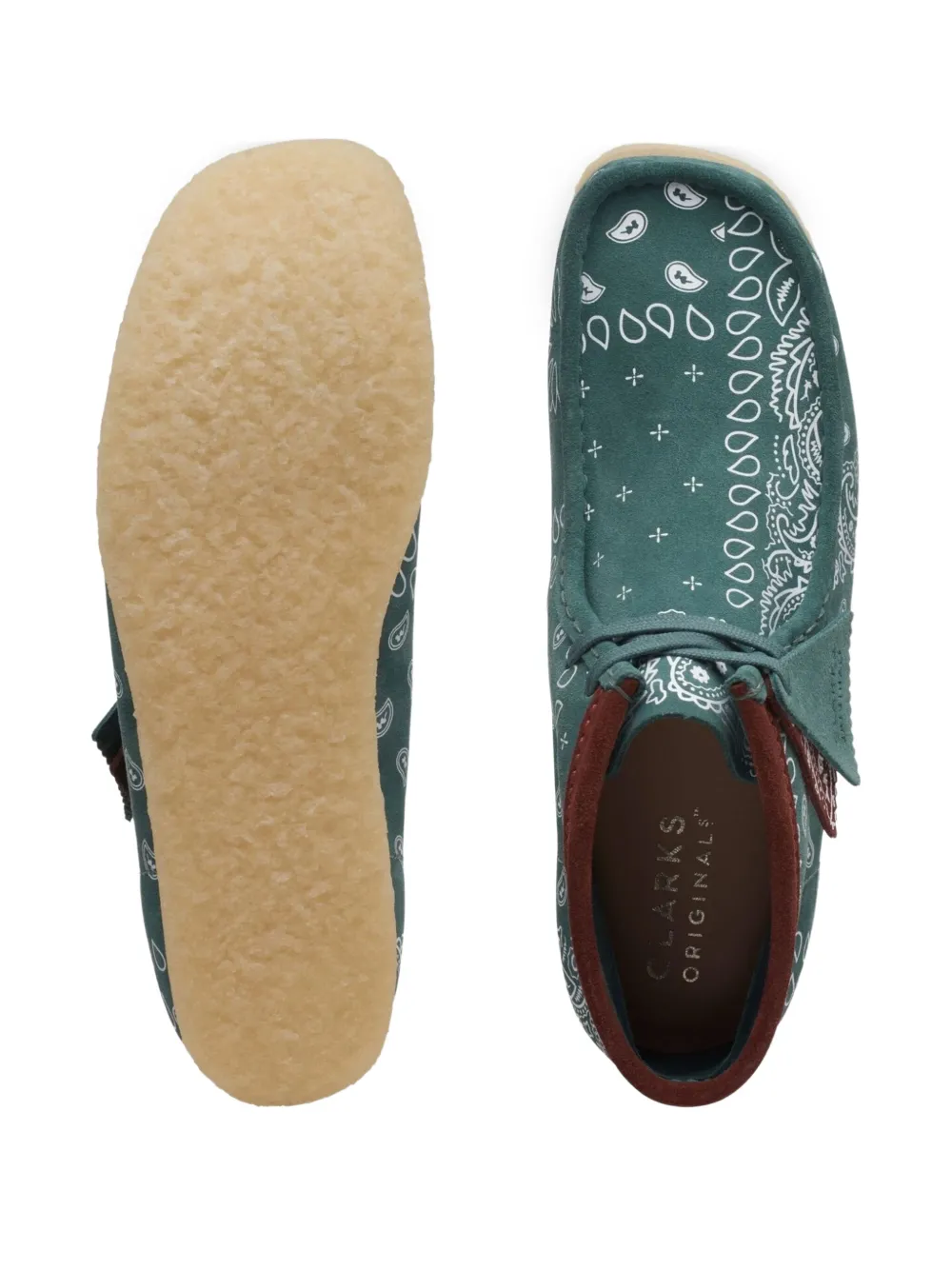 Ботинки Wallabee с принтом банданы Clarks, зеленый — фото 4