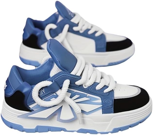 

Мужские стильные кроссовки, удобные нескользящие с шнуровкой, повседневные кроссовки на платформе для мужских активностей на свежем воздухе Hhhchpm, синий