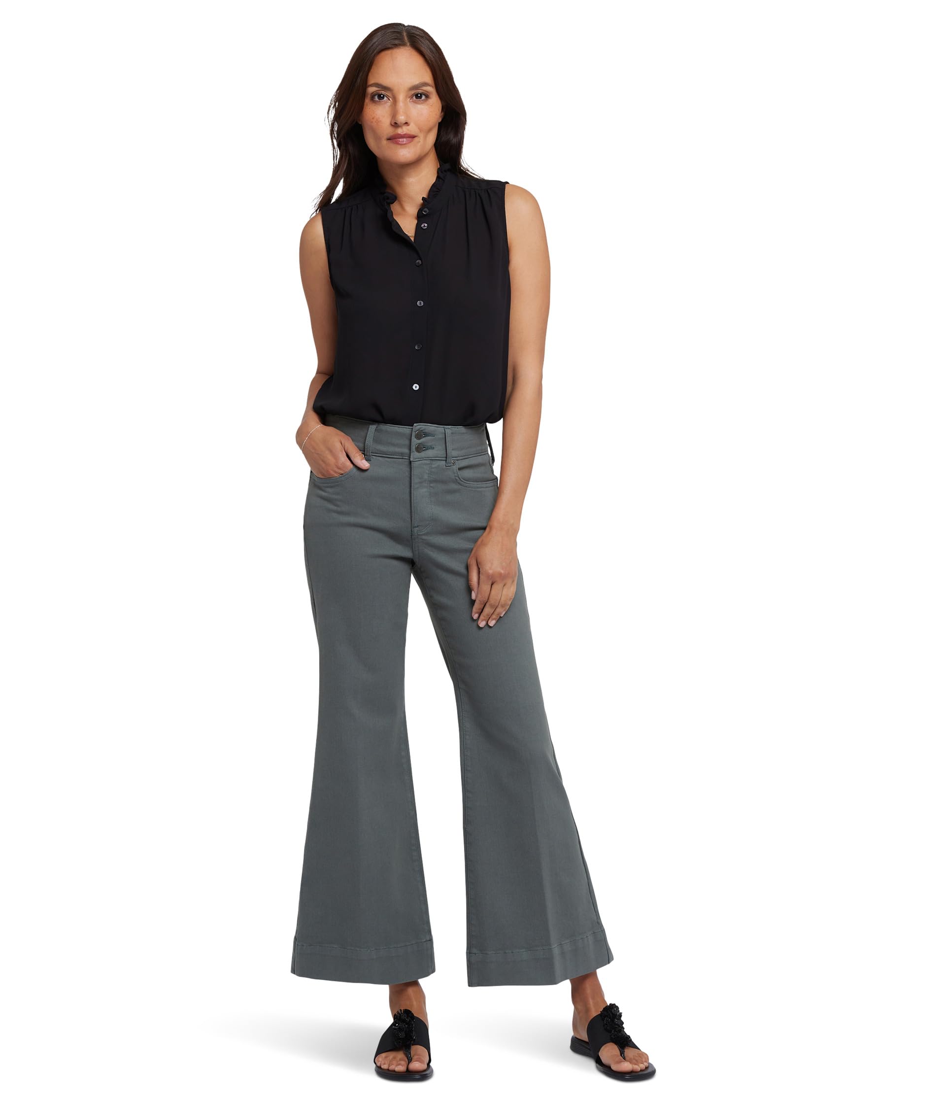 

Джинсы NYDJ Mia Palazzo Two Button Ankle Jeans in Sage Leaf, цвет Sage Leaf