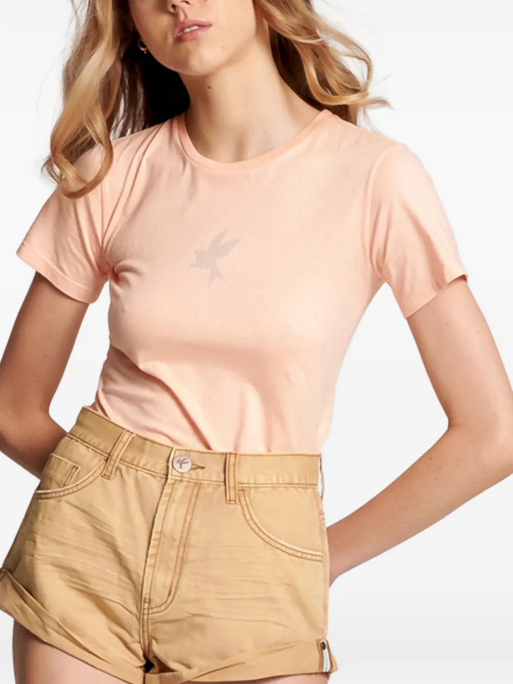 

Футболка с круглым вырезом и принтом-логотипом One Teaspoon, розовый