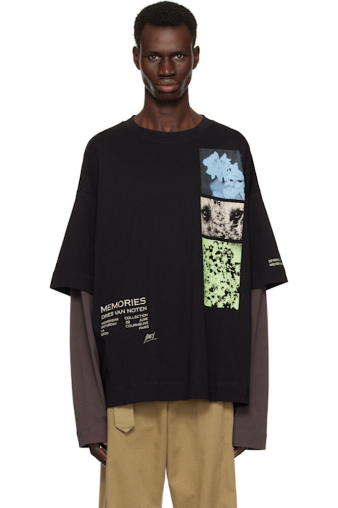 

Черная многослойная футболка Dries Van Noten