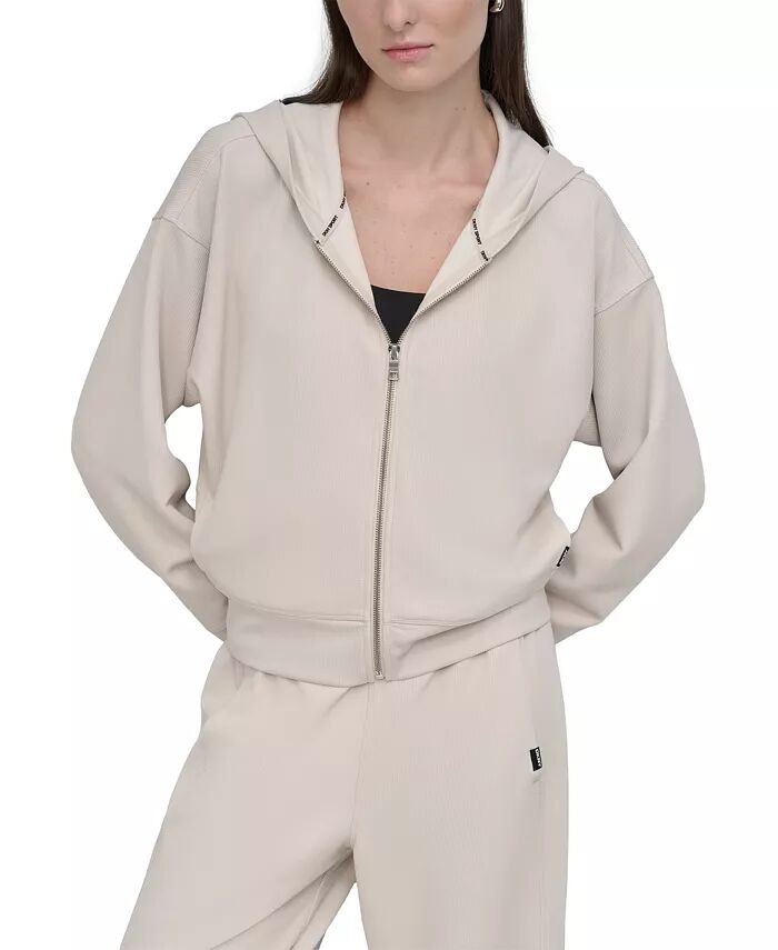 

Женская толстовка с капюшоном Highline Ribbed DKNY, коричневый/бежевый