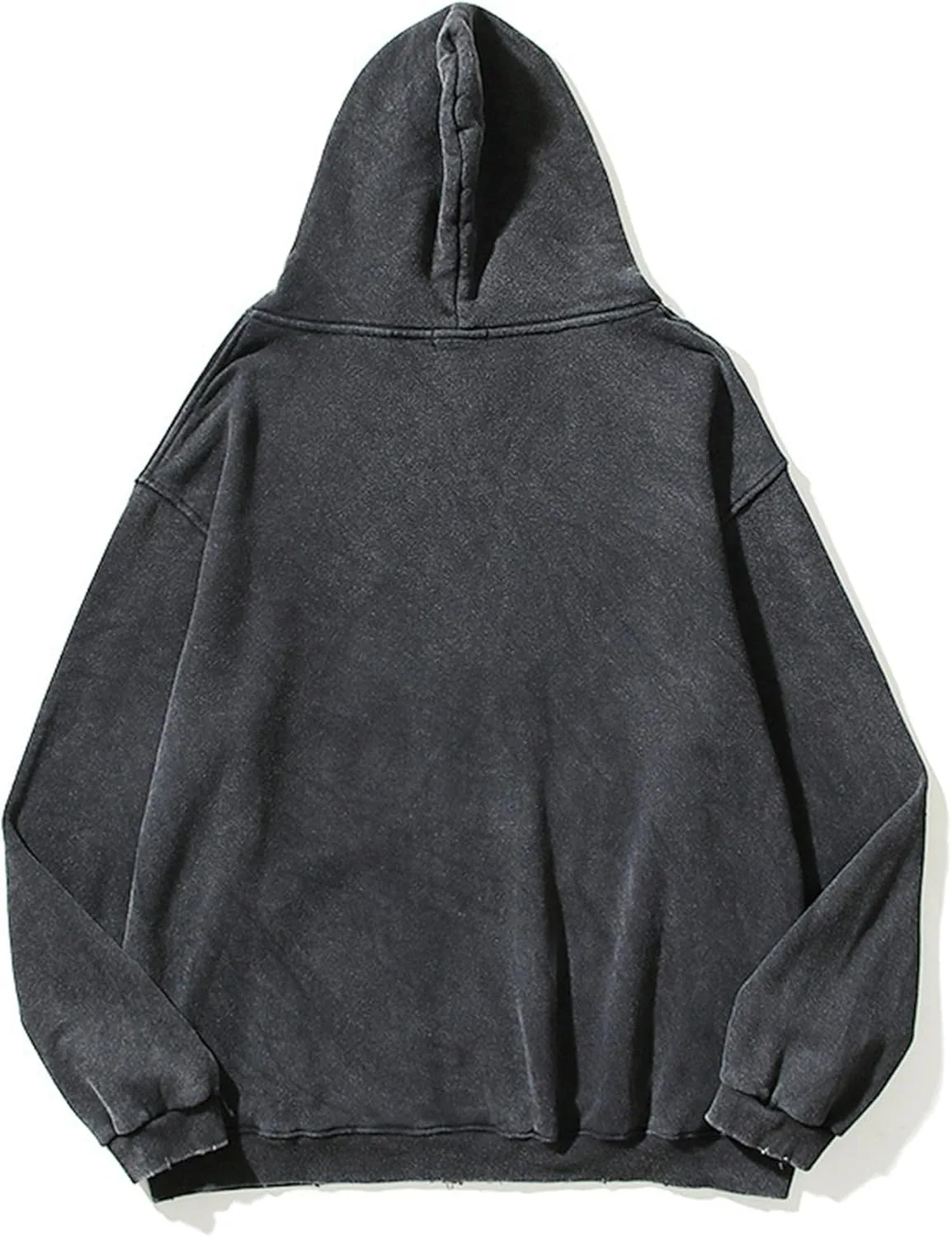 Мужская худи с молнией в стиле acid wash с карманом винтажный олдскульный свитшот куртка на молнии винтажная мужская худи Generic, черный — фото 3