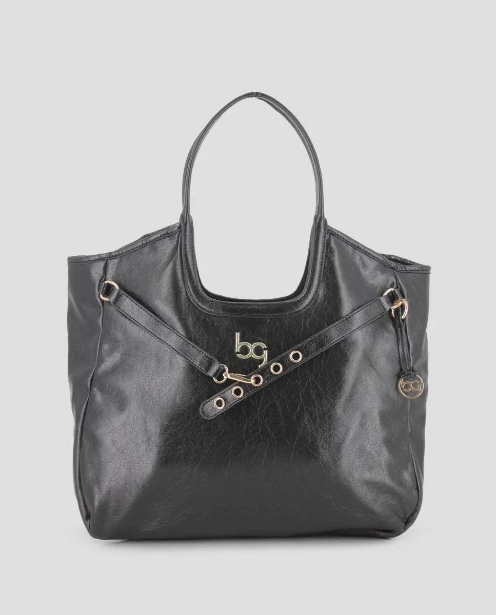 

Большая женская сумка через плечо с металлическими деталями Blogger, черный