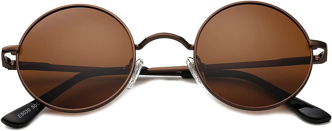 

Классические круглые солнцезащитные очки в стиле ретро, ​​поляризованные солнцезащитные очки в стиле хиппи, маленькие круглые солнцезащитные очки PORADAY, Bronze/Brown