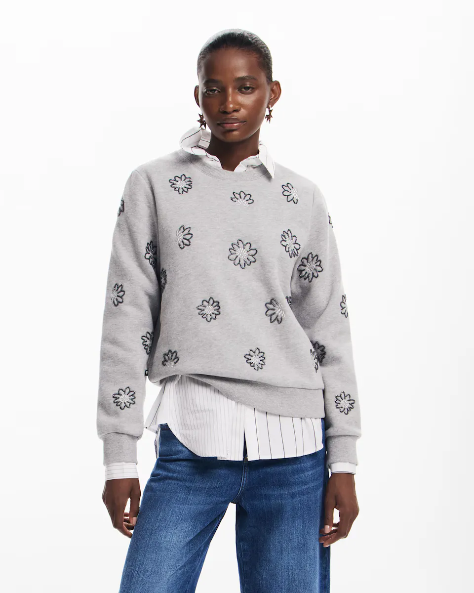 

Женский свитшот с драгоценными цветами Desigual, серый