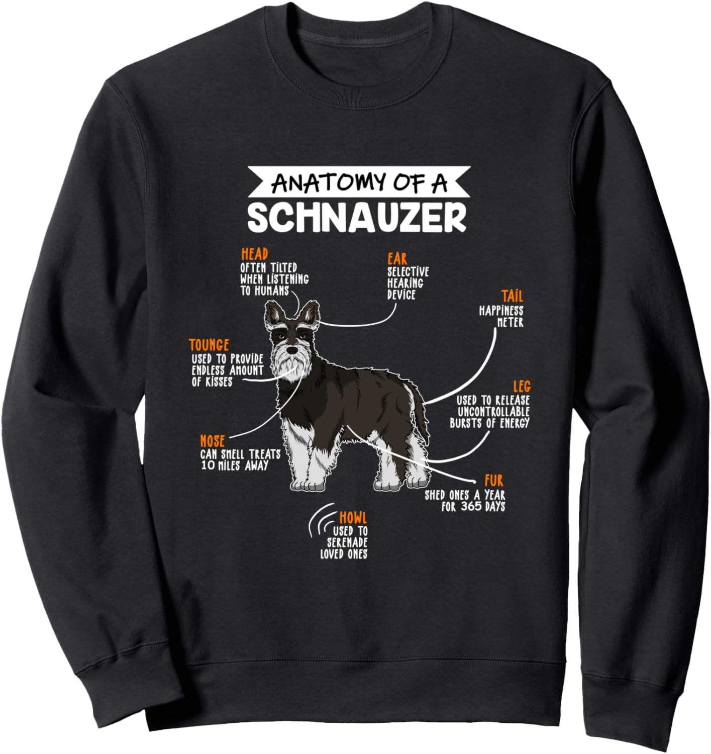 

Анатомия шнауцера. Красивая толстовка в подарок Funny Schnauzer Dog Owner Gift Idea, черный