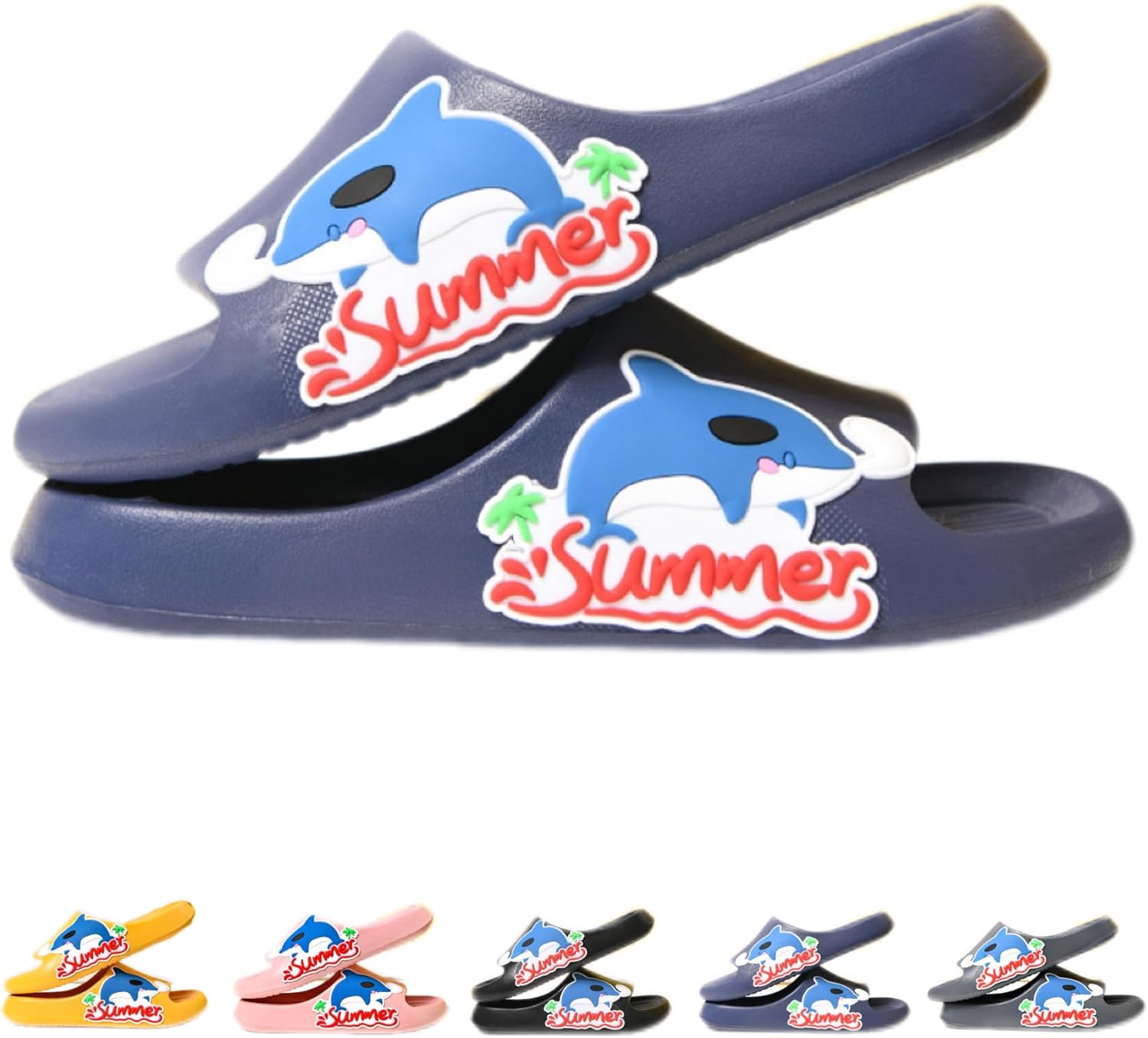 

Тапочки NTRUEML Dolphin для ванной комнаты, женские летние милые мультяшные для дома с мягкой подошвой, океанские, мужские и женские, новые тапочки, синий