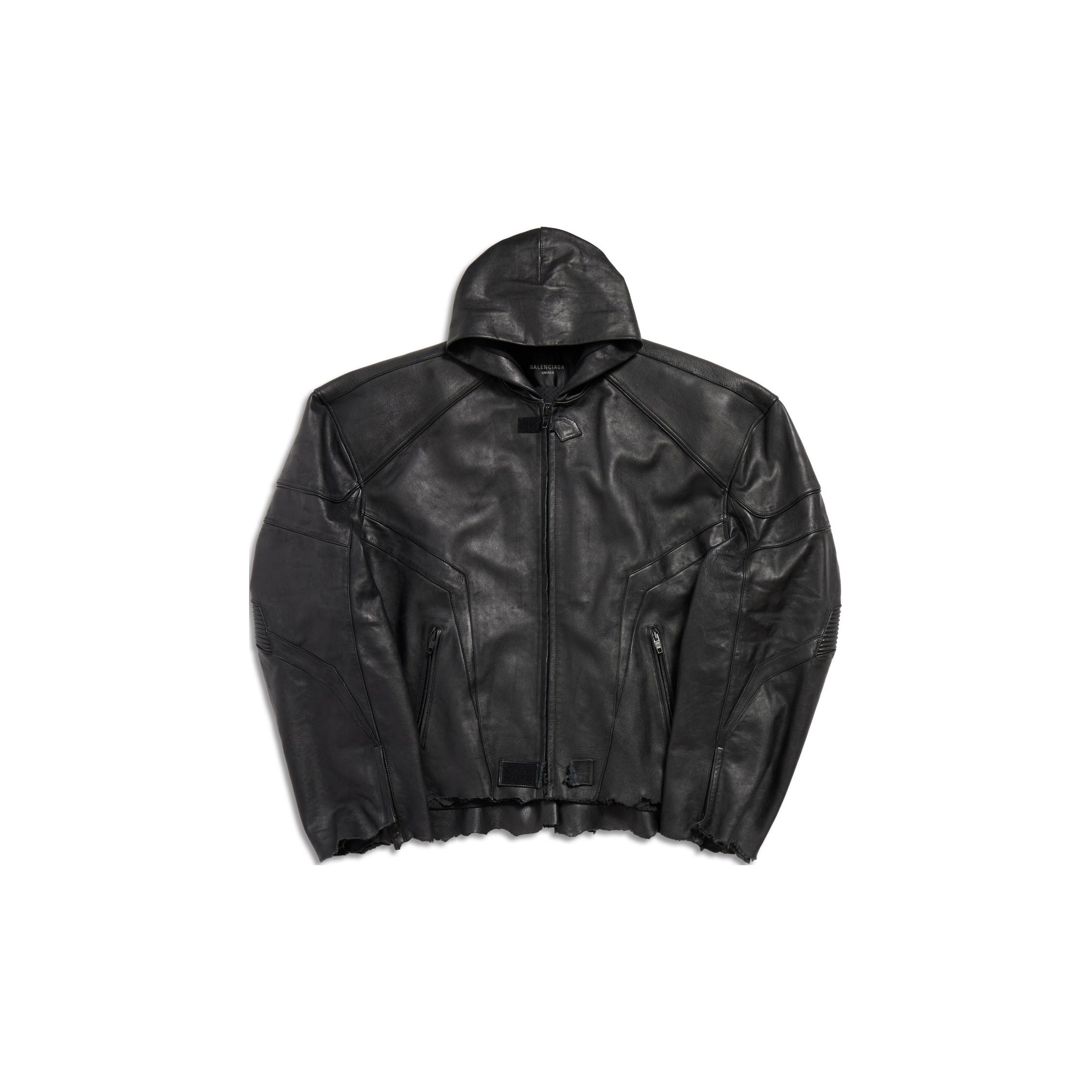 

Balenciaga Кожаная куртка SS24 свободного кроя унисекс black