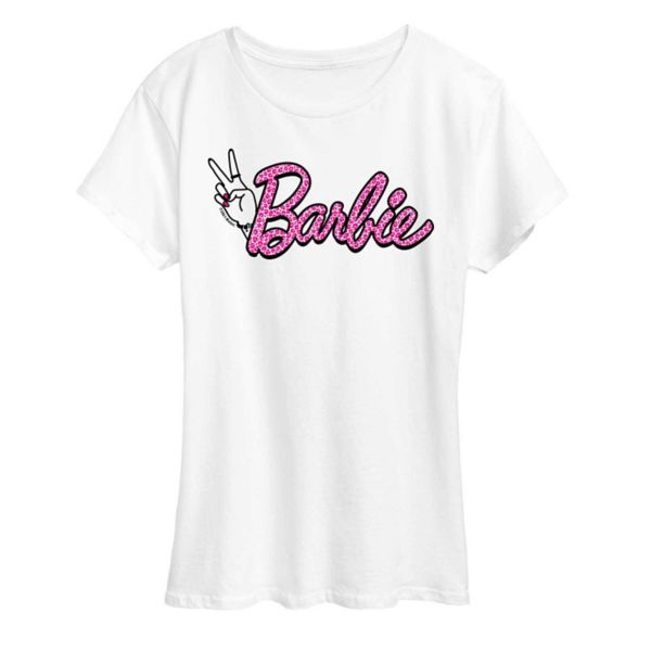 

Женская розовая футболка с леопардовым принтом и логотипом Barbie, белый