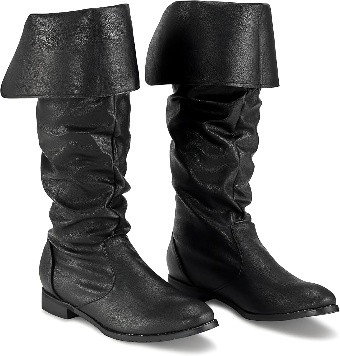 

Мужские пиратские ботинки до середины икры, средневековые ренессансные викингские ботинки, обувь для Хэллоуина и косплея Ace Shock, черный