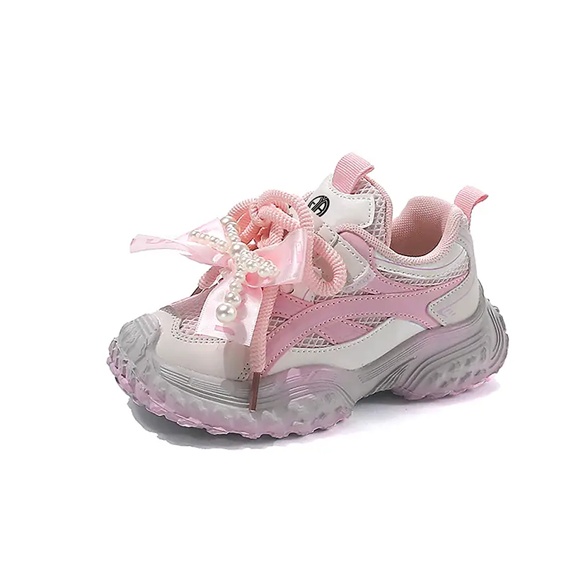 

Кроссовки для бега с низким верхом, противоскользящие, с амортизацией, устойчивые к истиранию, дышащие, детские Yi Jiabao, розовый