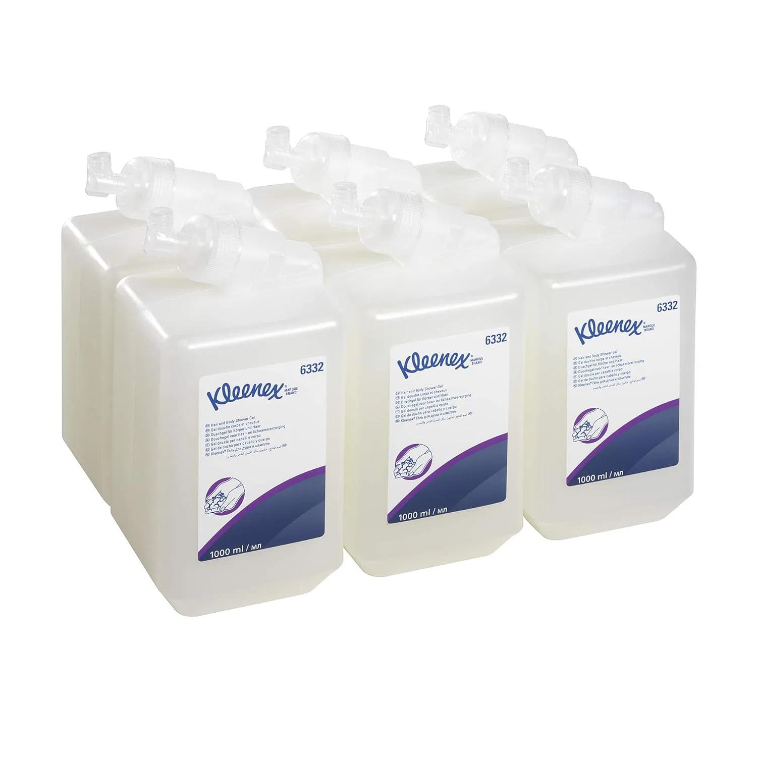 Шампунь для волос и тела Kleenex (белый), 6 картриджей по 1 литру Kleenex, White — фото 2