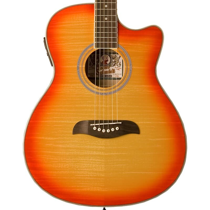 

Акустическая гитара Oscar Schmidt OACEFCS Auditorium Acoustic Electric Guitar, Cherry Sunburst