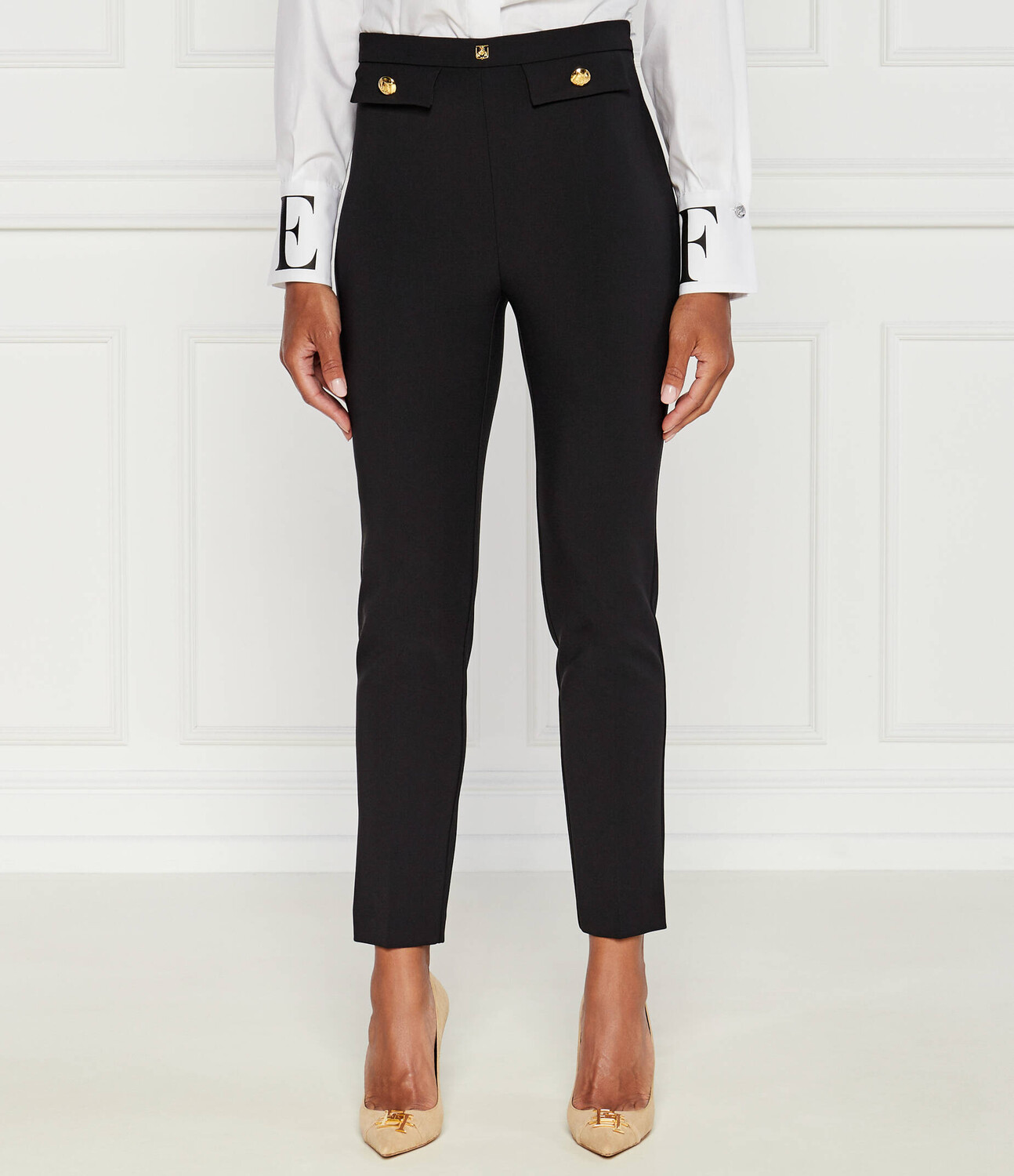 

Брюки Elisabetta Franchi WOMEN'S PANT'S Slim Fit high waist, черный