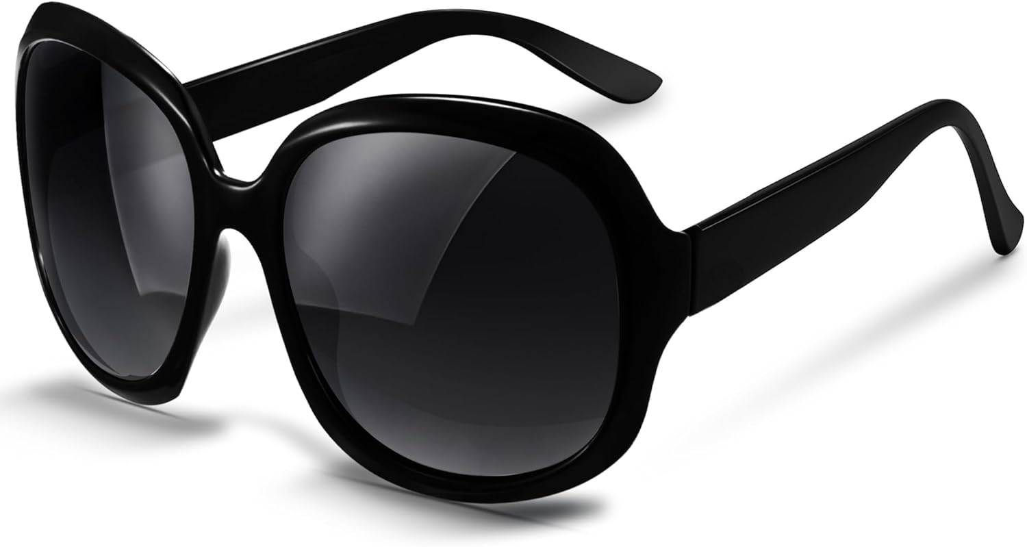 

Женские солнцезащитные очки Miyya Bug Eye Oversized Polarized Sunglasses, модные ретро-солнцезащитные очки для женщин 2025 года, большие очки с защитой от УФ-излучения, Black/Black