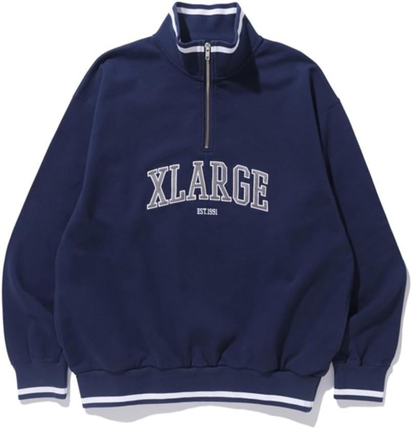 

Мужская толстовка в полоску с ребристой отделкой и половинной молнией, размер XL Xlarge, темно-синий