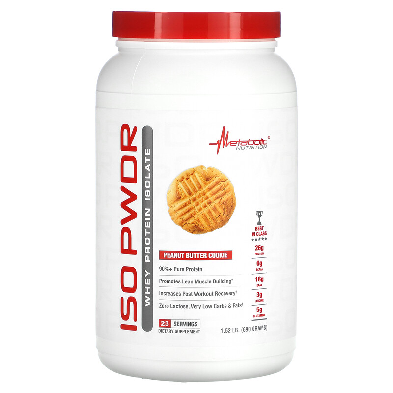 

Metabolic Nutrition, ISOpwDR, изолят сывороточного протеина, со вкусом печенья с арахисовой пастой, 690 г (1,52 фунта)