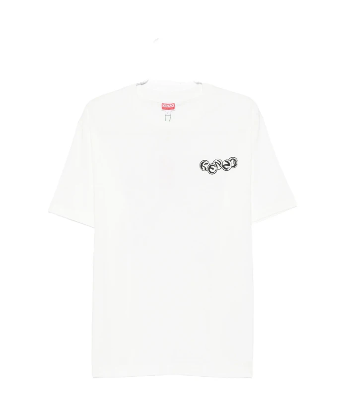 

Белая футболка с графическим принтом и круглым вырезом. Kenzo, белый