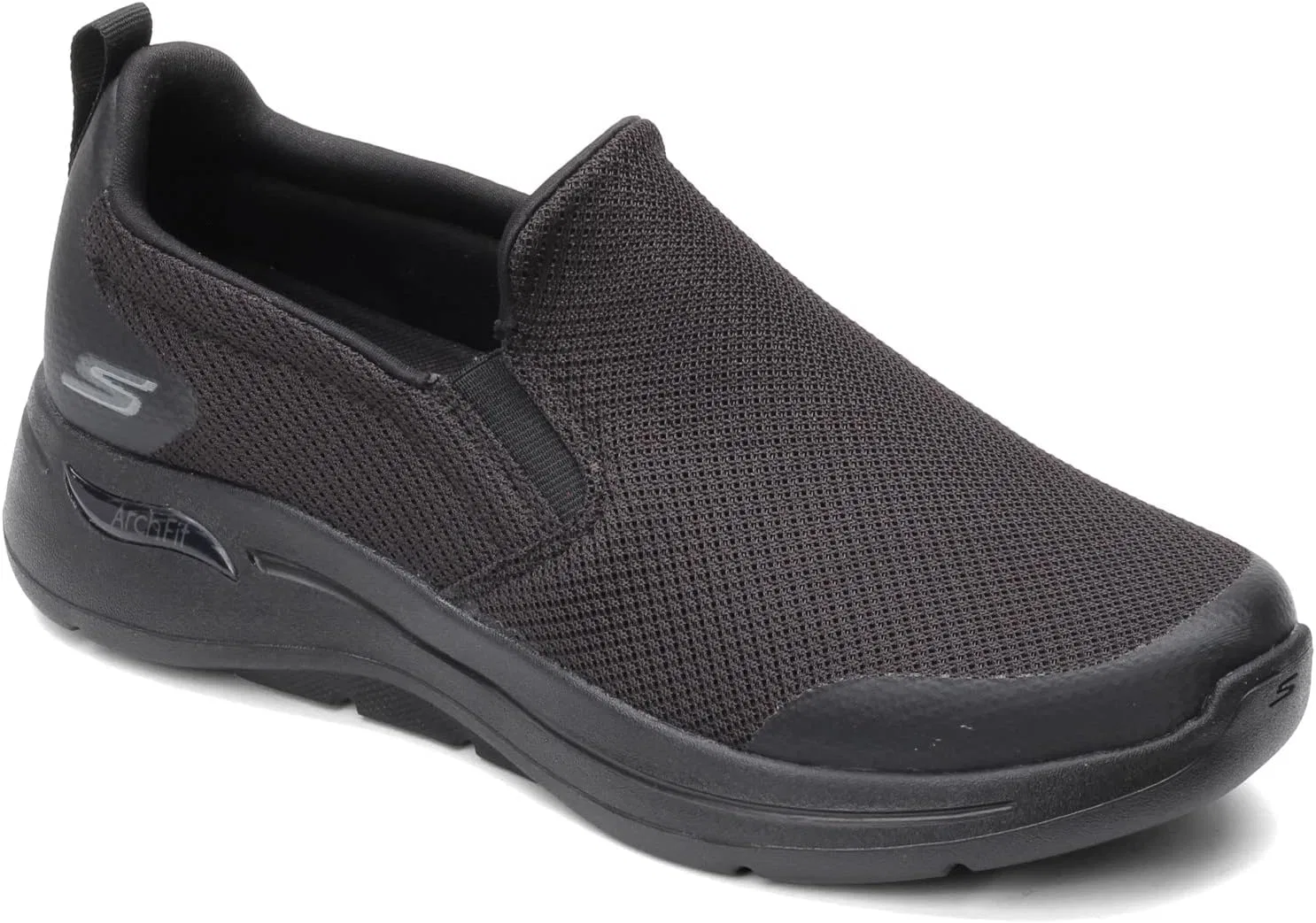 Мужские кроссовки Skechers Go Walk Arch Fit Togpath, черные, текстиль, синтетическая отделка, черная отделка — фото 3