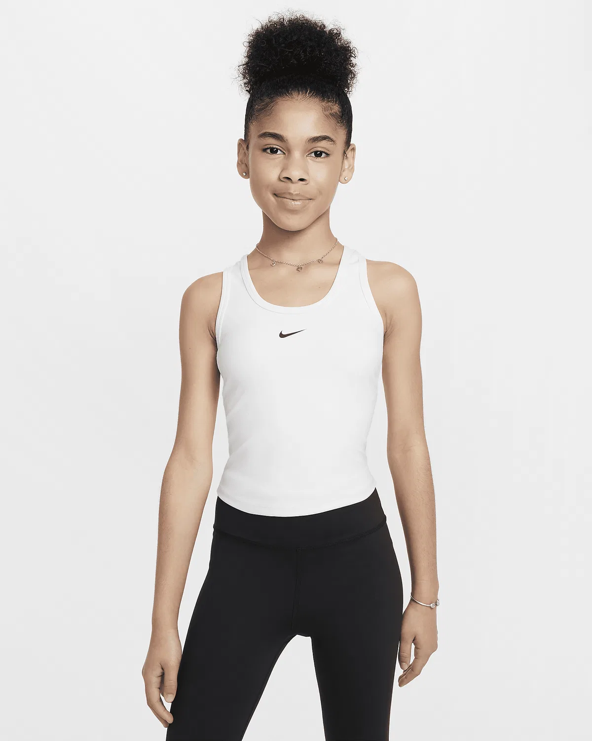 Детский (девчачий) топ Nike One Fitted Dri-FIT, White/Black