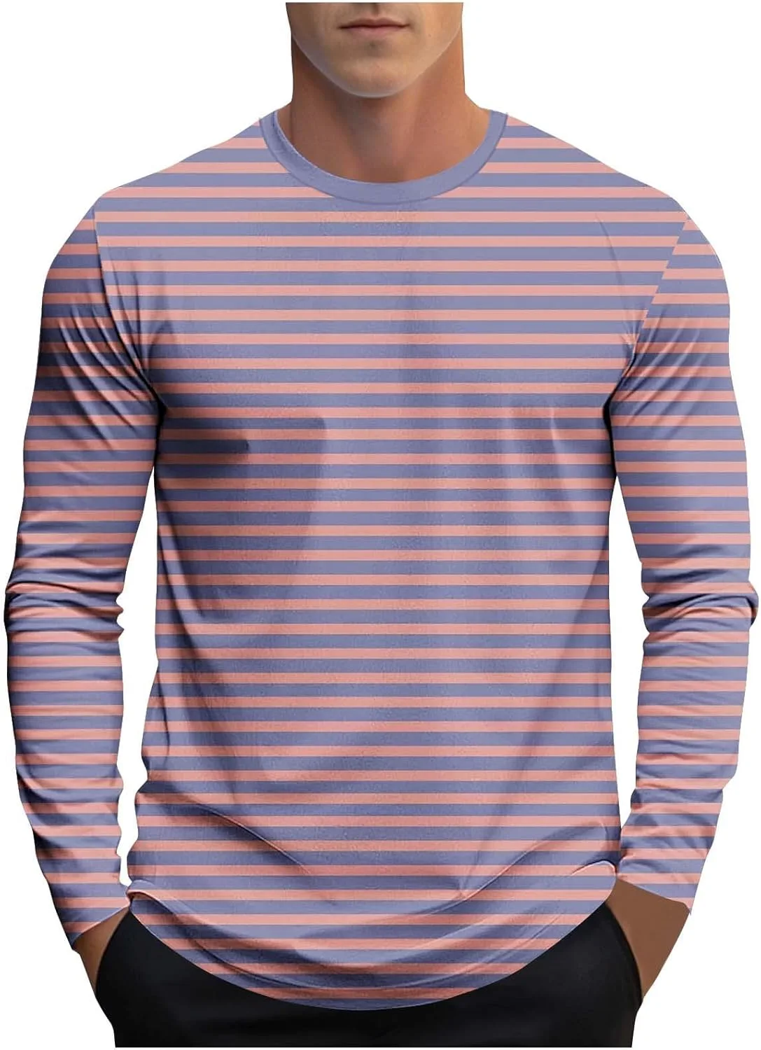 

Мужская футболка с длинным рукавом Regular Fit, полоска, круглый вырез