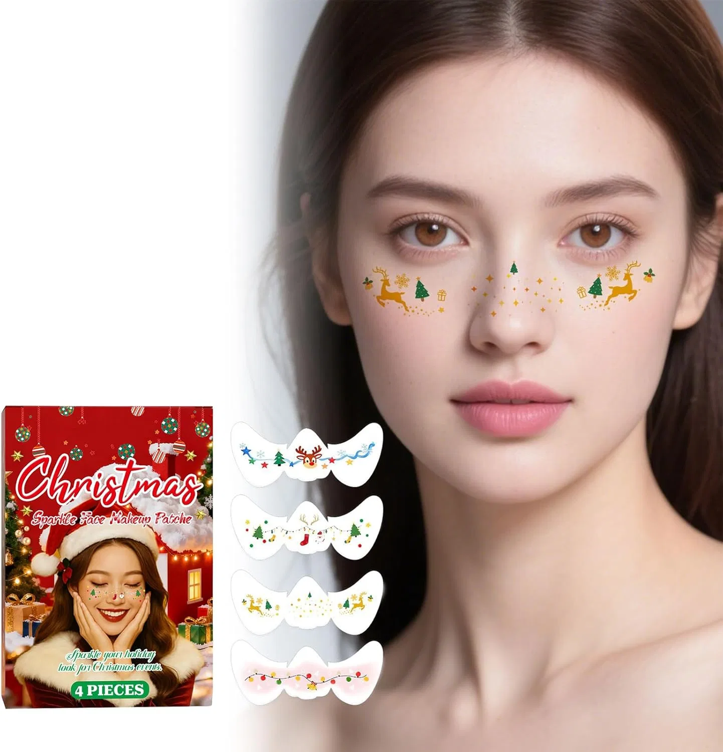 Набор блестящих веснушек для лица, 4 шт, Glitter Freckle, белый — фото 4