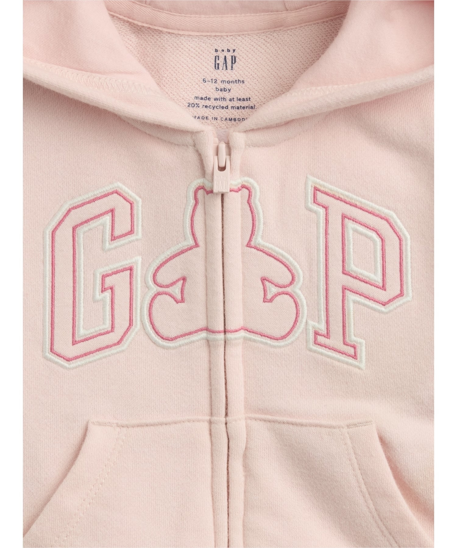 (K) Винтажная мягкая махровая толстовка на молнии с логотипом GAP (детская), SPRING_PINK — фото 3