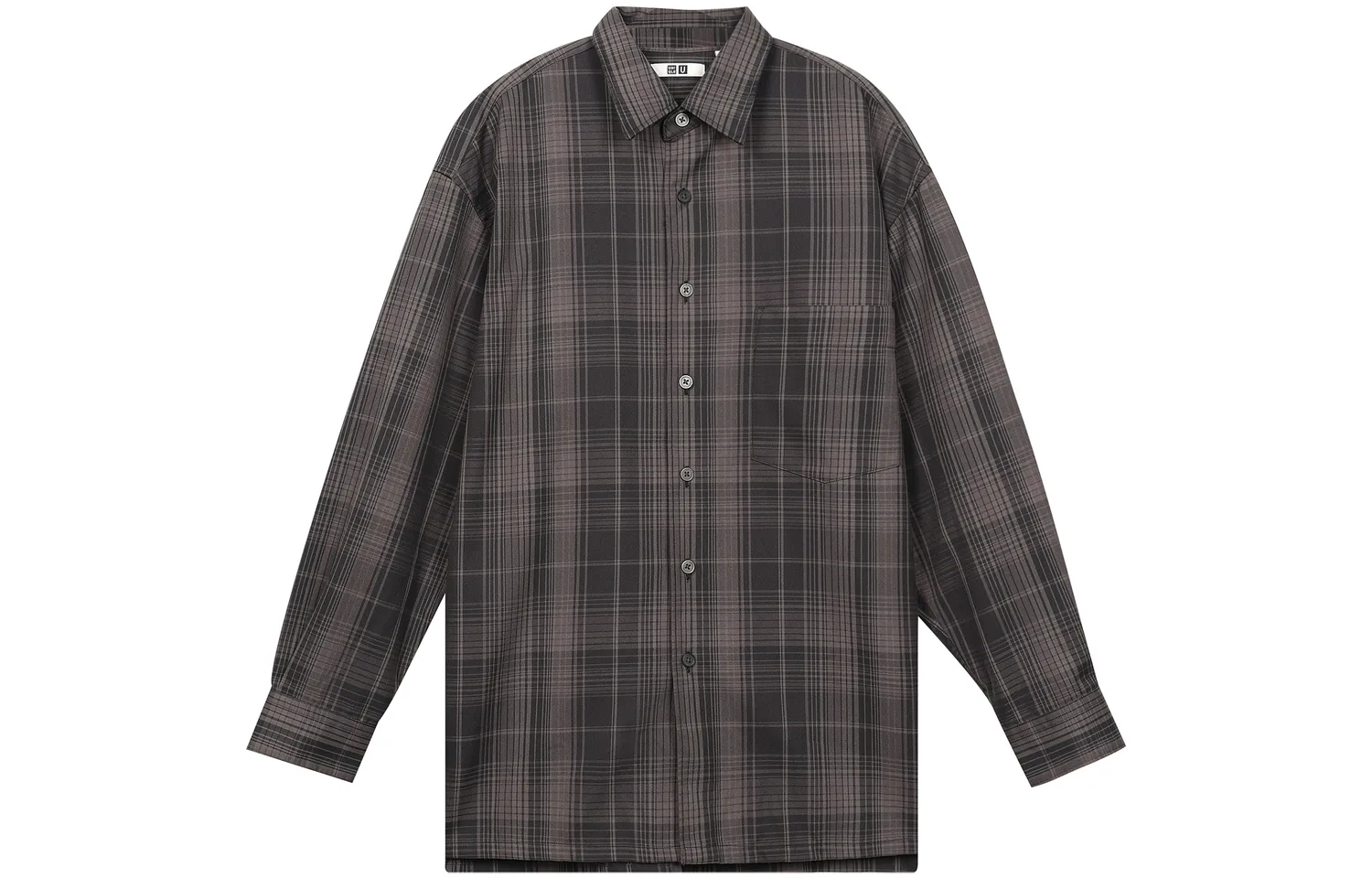 UNIQLO Рубашка мужская темно-серая с лацканами — фото 3