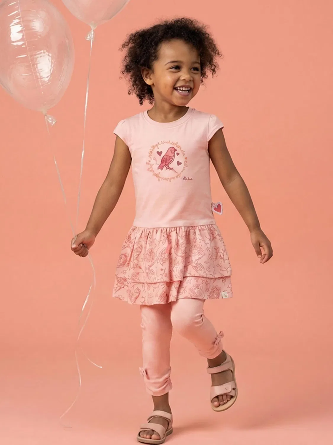 Платье Sigikid Kleid Pink Birds светло-розового цвета — фото 3