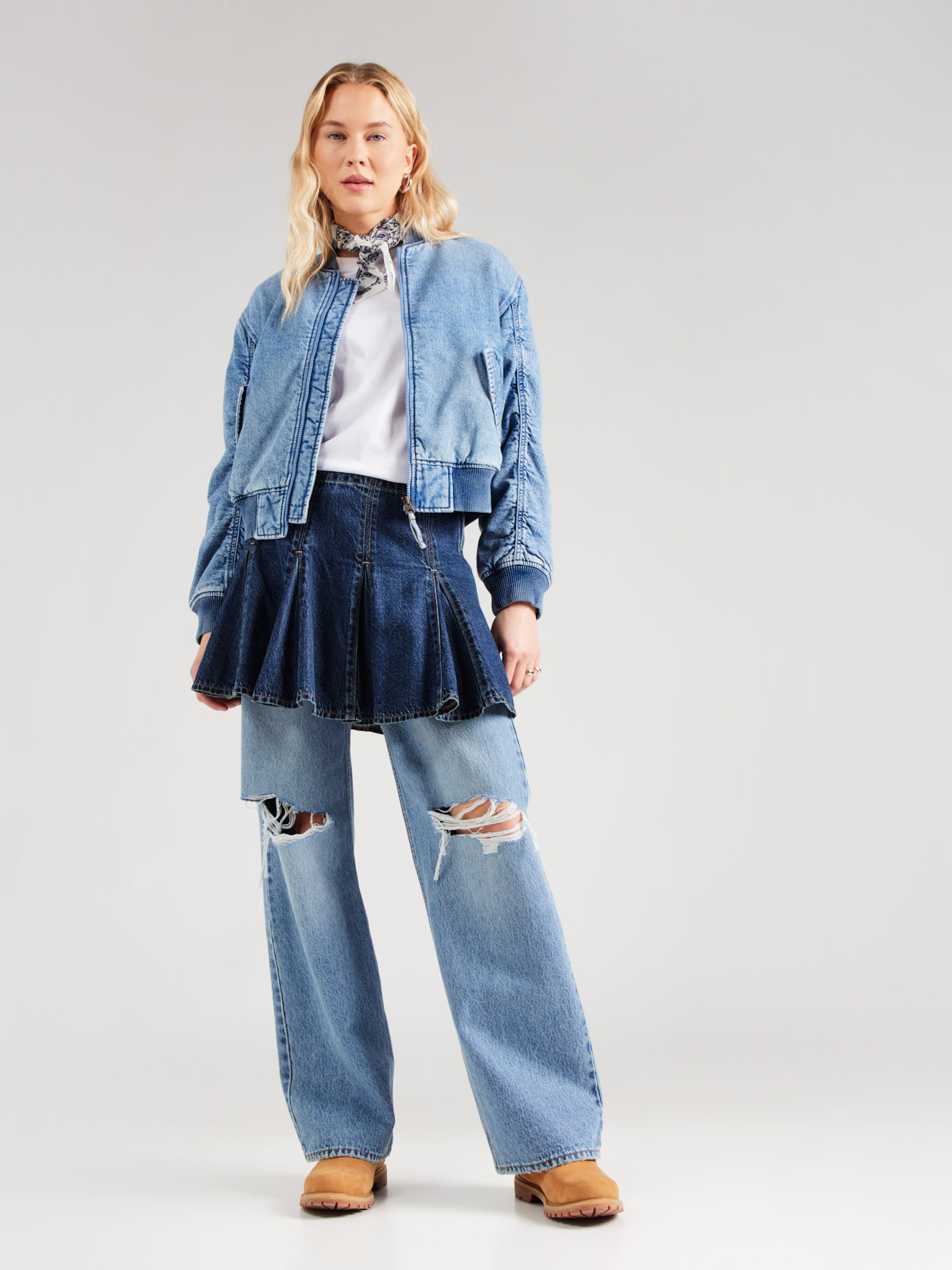 LEVI'S  Куртка межсезонная 'Scout Western Bomber Jacket' в синем дениме — фото 4
