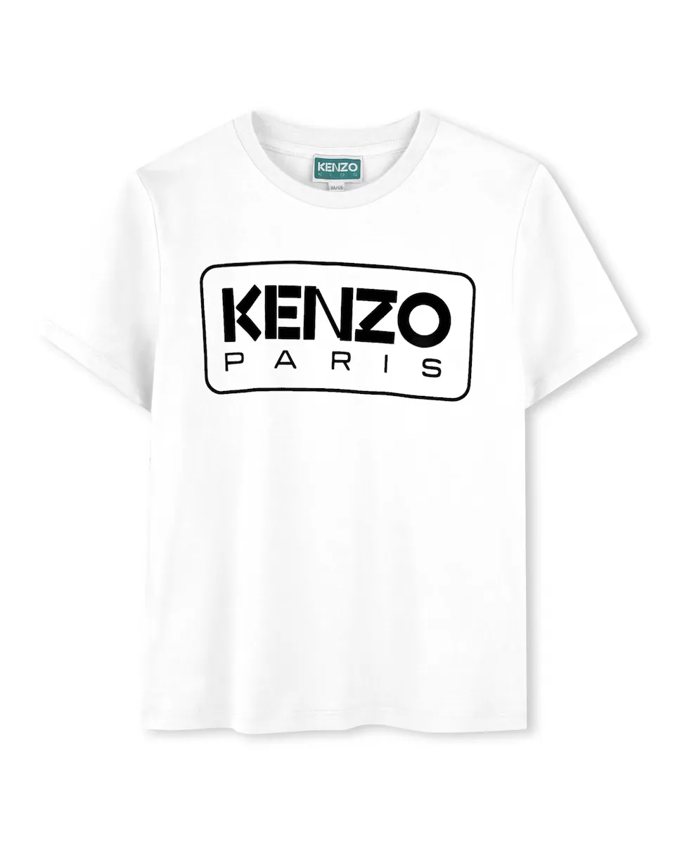 

Футболка для мальчика из хлопка с короткими рукавами Kenzo Kids, белый