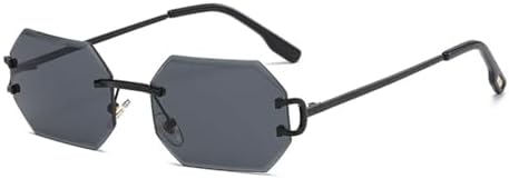 

Женские солнцезащитные очки без оправы, восьмиугольные, с защитой от УФ-излучения UV400, без оправы, золотистые металлические прямоугольные очки для мужчин MTZJH, Full Black