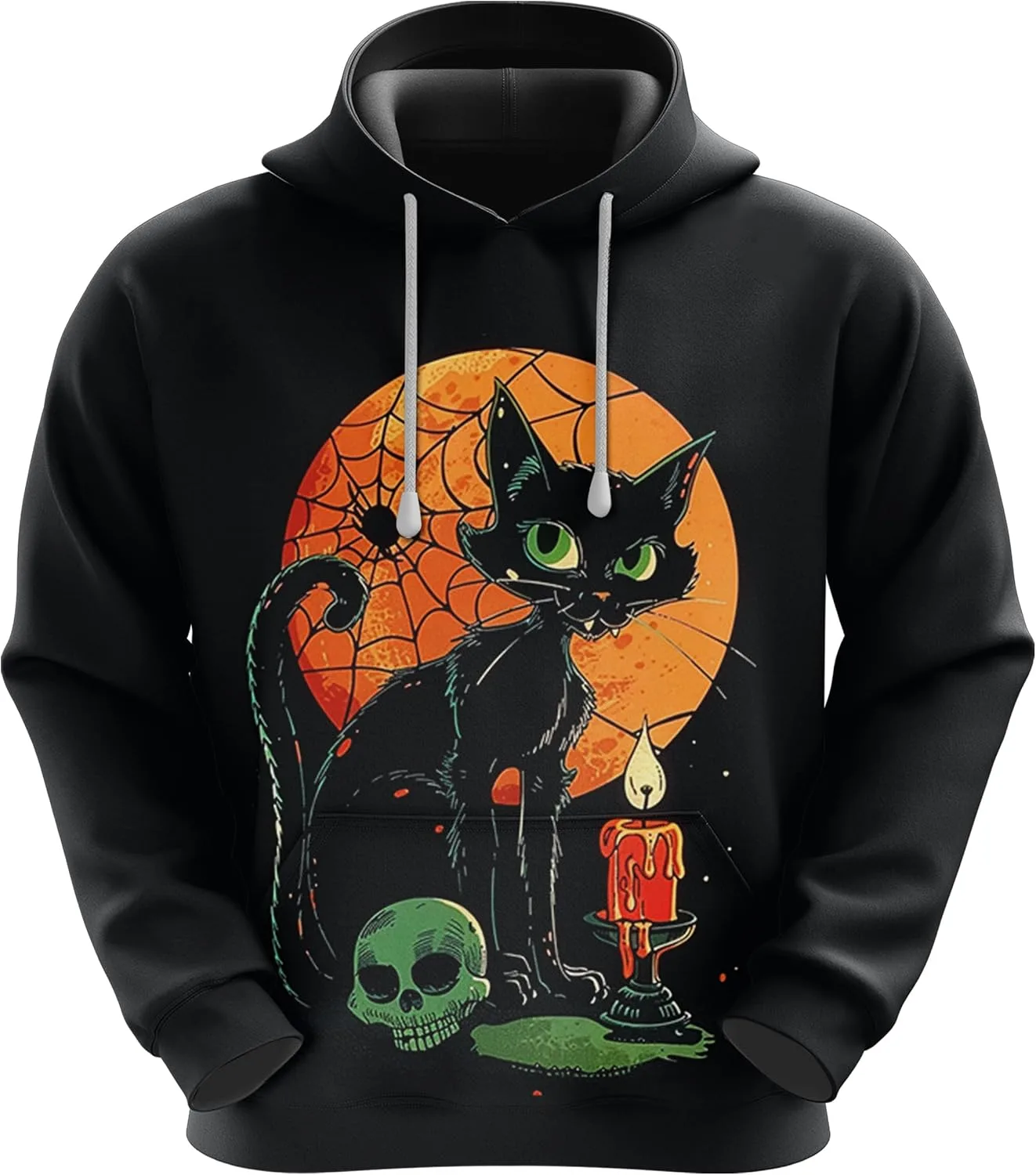 

Толстовка с капюшоном Halloween для мужчин, серия 69 с 3D черным котом 228CLOSET