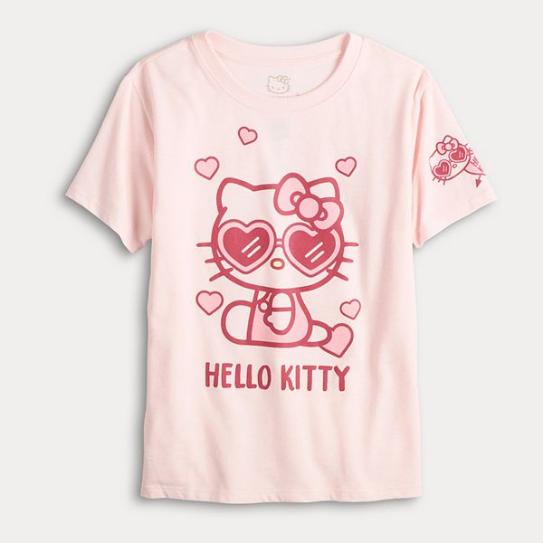 

Футболка с принтом для девочек 7-16 лет hello kitty heart sunglasses Licensed Character