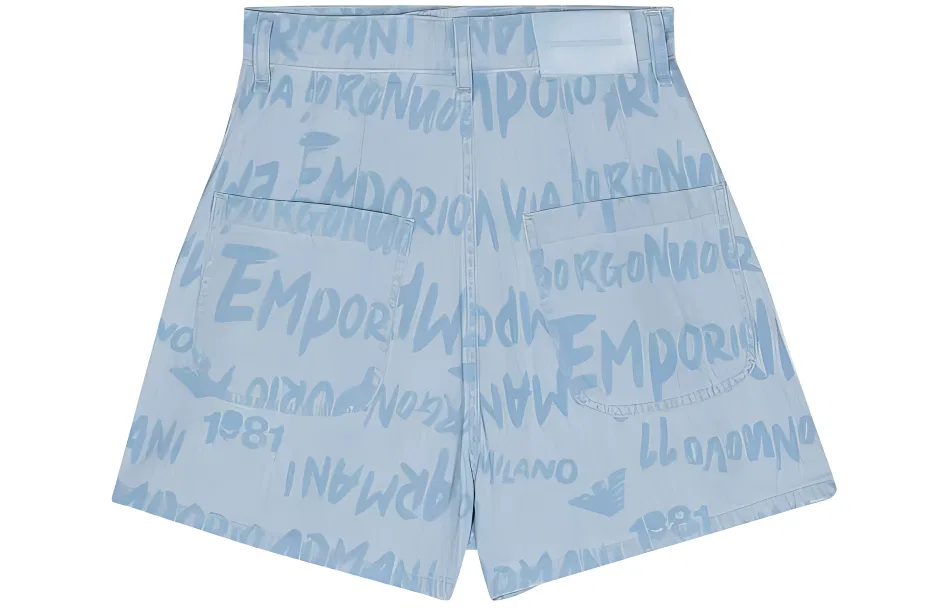 Шорты джинсовые Emporio Armani светло-синие — фото 2