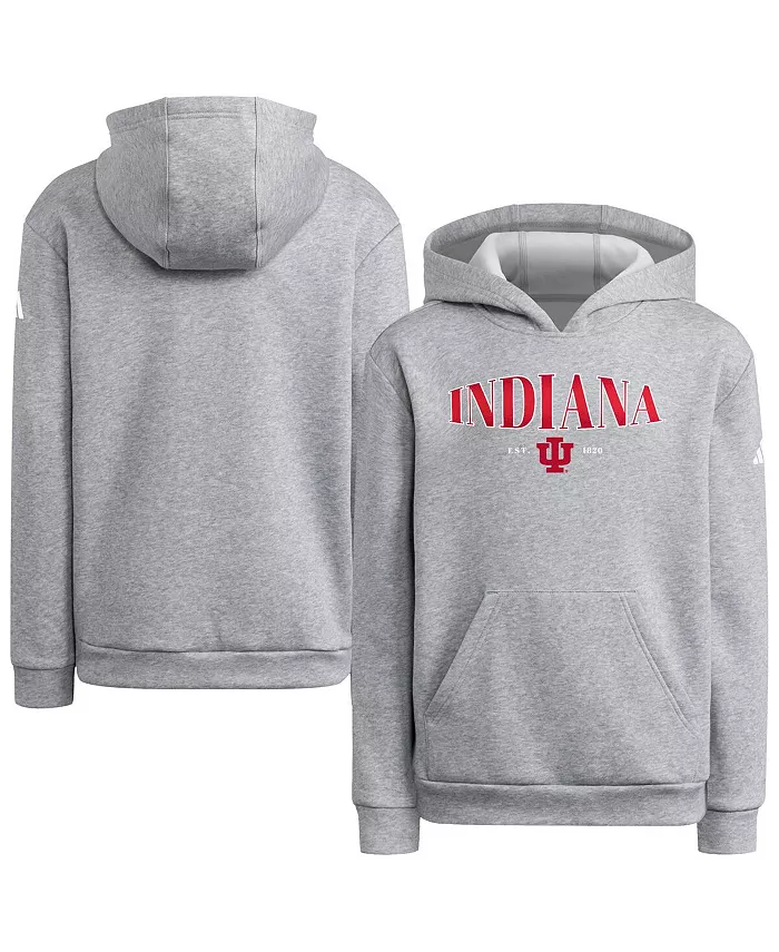 

Большие худи для парней и девушек Heather Gray Indiana Hoosiers с объемным капюшоном Adidas