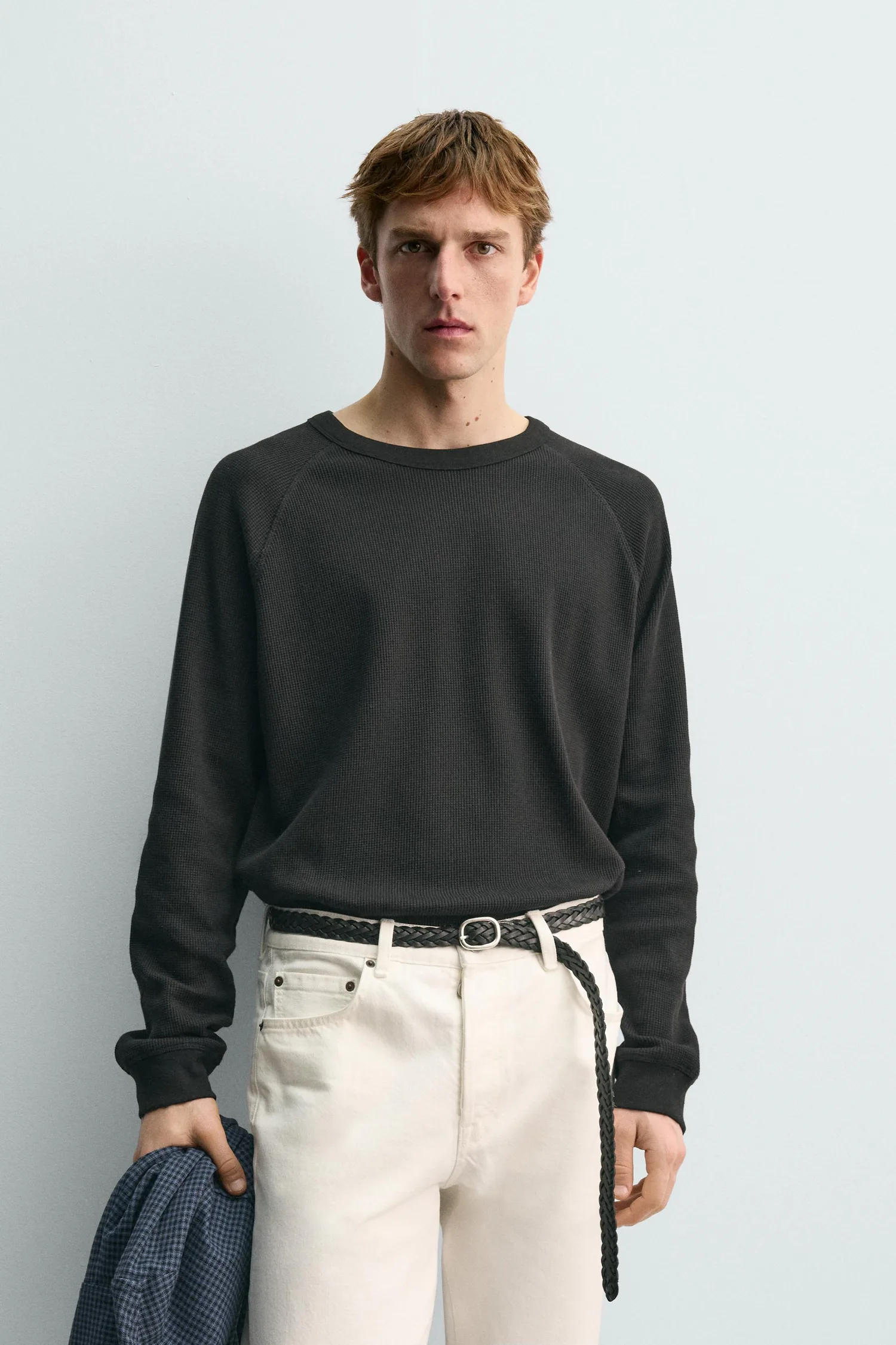 Футболка aaron levine x Zara с вафельной текстурой, антрацитово-серый — фото 2