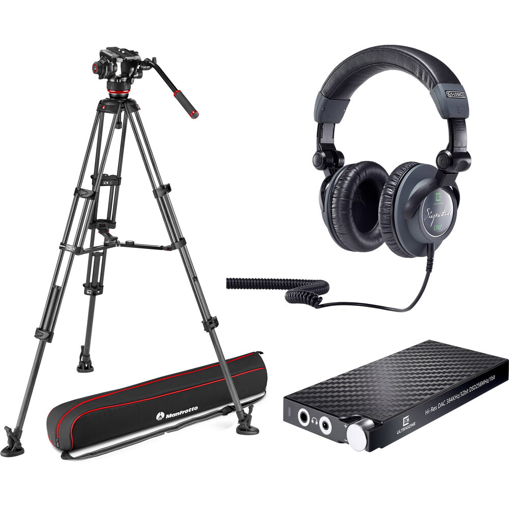 

Система штатива Manfrotto 504X Fluid Head & Carbon Fiber с растяжкой среднего уровня, ультразвуковыми наушниками и усилителем