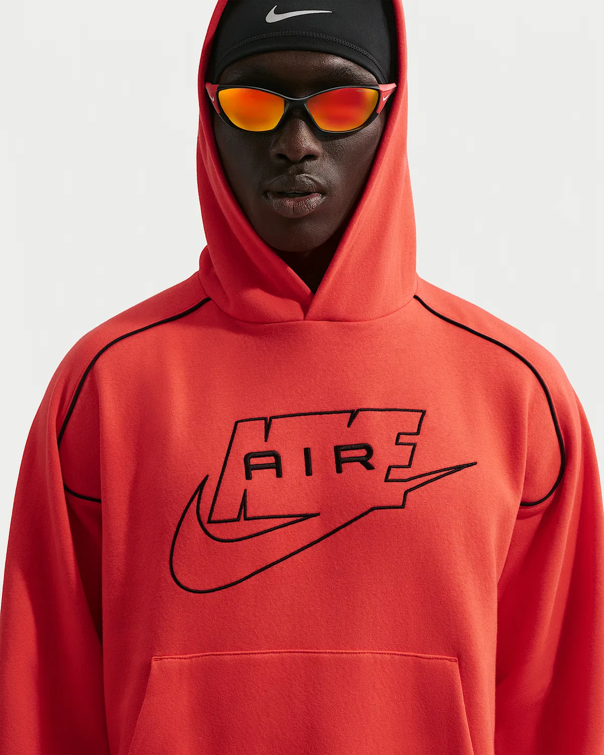 Мужская флисовая худи-пуловер Nike Air, Light Crimson/Black/Black — фото 3