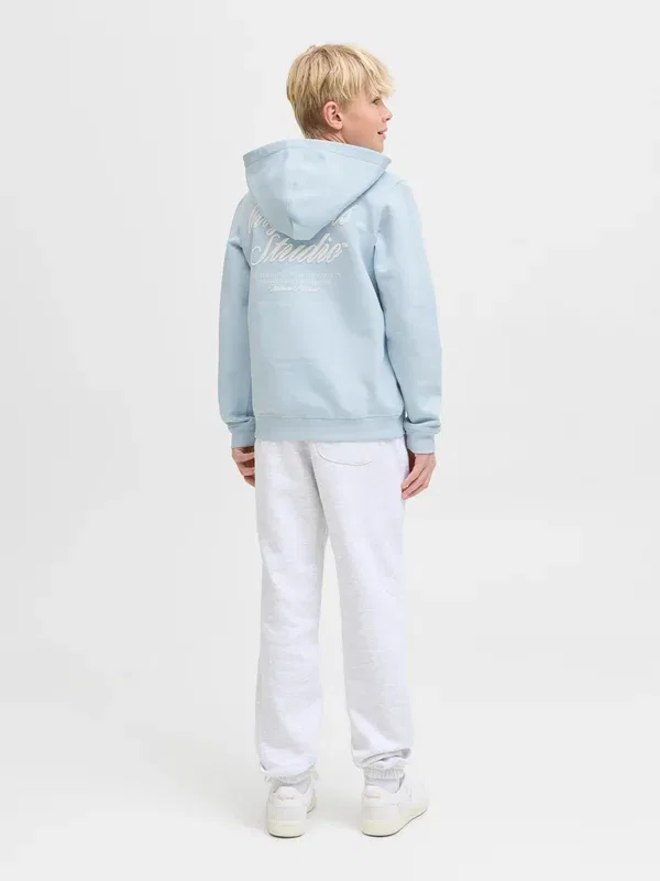 Толстовка с капюшоном Jornorrebro typo back hood sn jnr hoodie Jack & Jones Junior, небесно-голубой — фото 3
